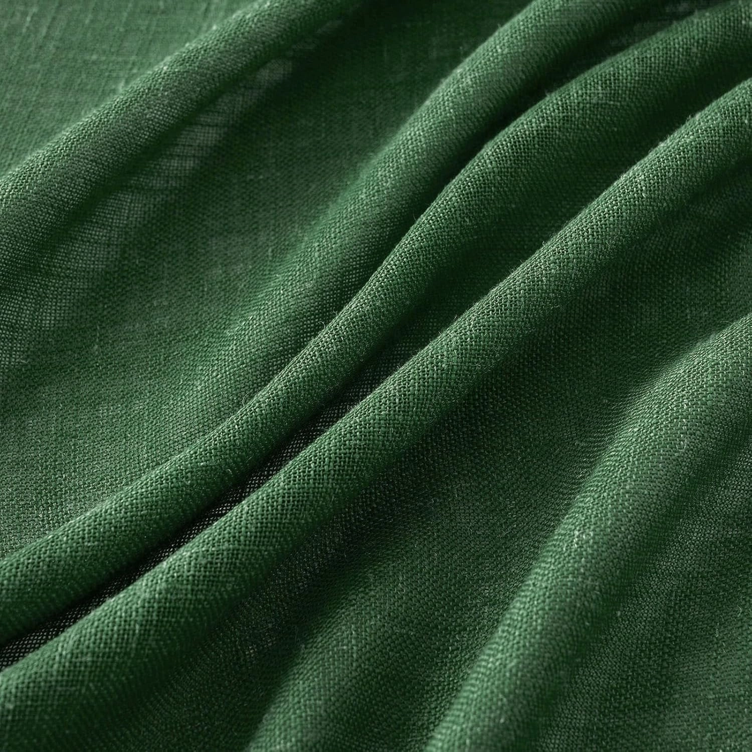 MIULEE Emerald Green Linen Curtains 96 Inch Long for Bedroom Living Room, Soft Thick Linen Textured Window Drapes Semi Sheer Light Filtering Rod Pocket Back Tab Christmas Burlap Look, 2 Panels