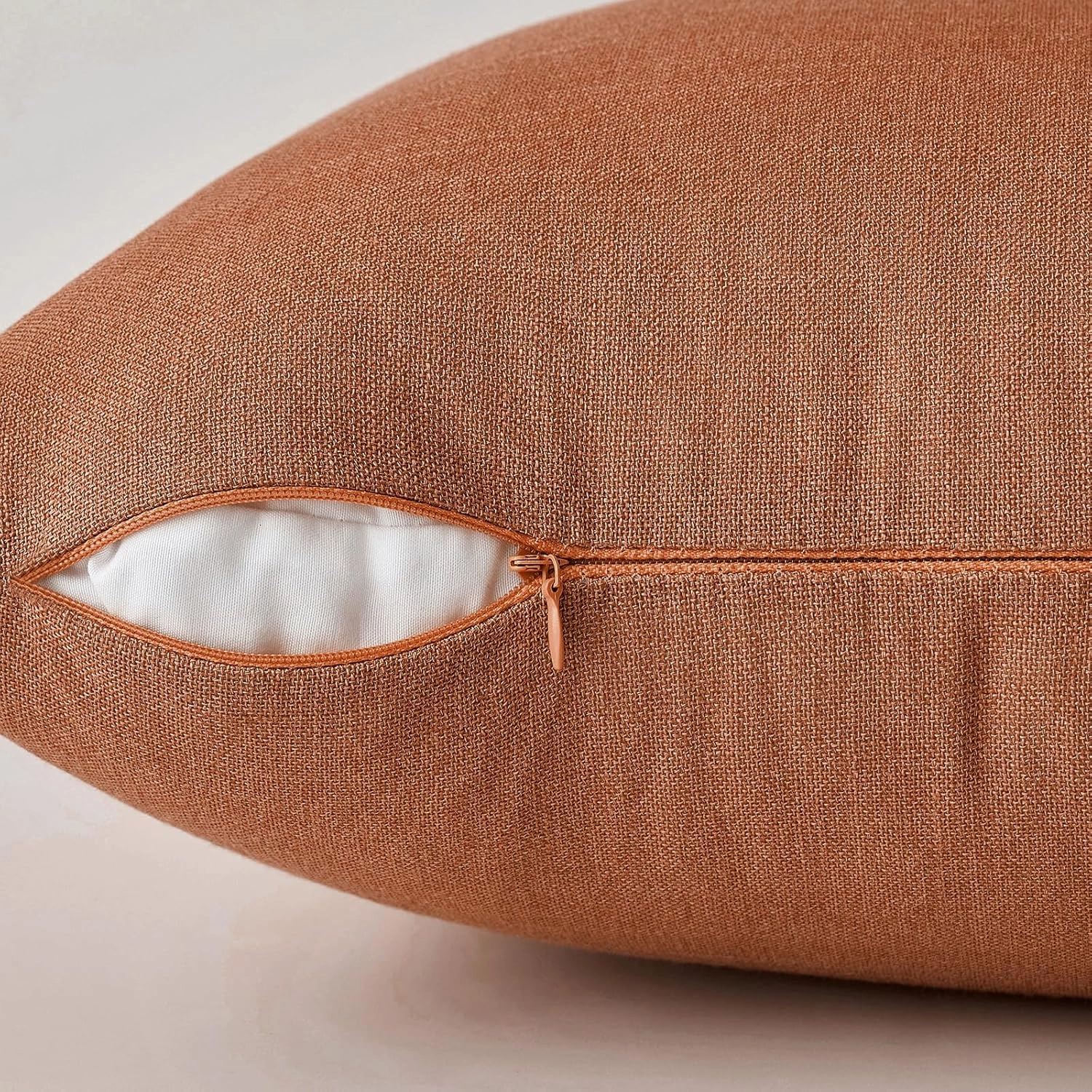 MIULEE Pack of 2 Decorative Linen Burlap Pillow Covers Farmhouse Boho Accent Pillowcases for Sofa Car Couch Bedroom Living Room Decor 20x20 Inch Rust