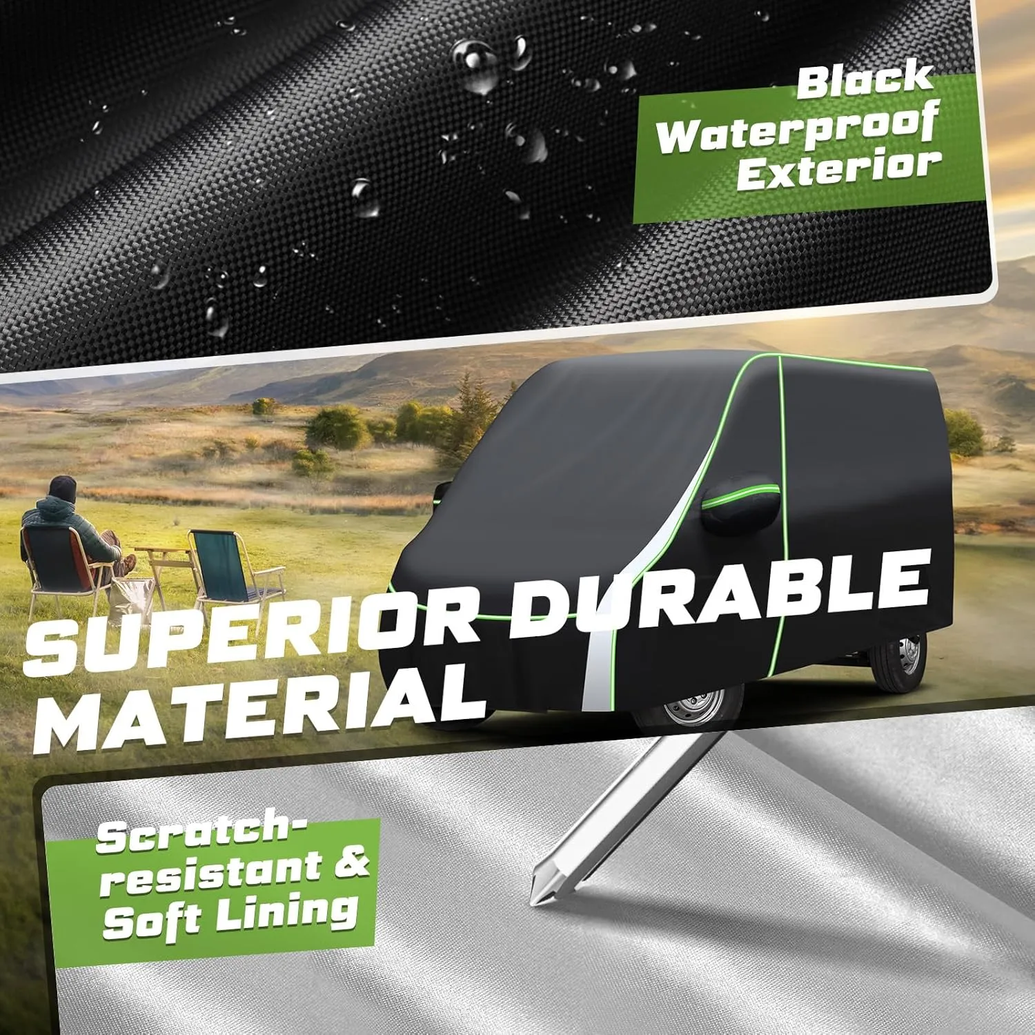 Mixsuper Liner Car Cover for Ram ProMaster 2014-2022, Full Car Cover All Weather Car Covers for Ram ProMaster, Waterproof Outdoor Cover with Zipper Door Reflective Strips