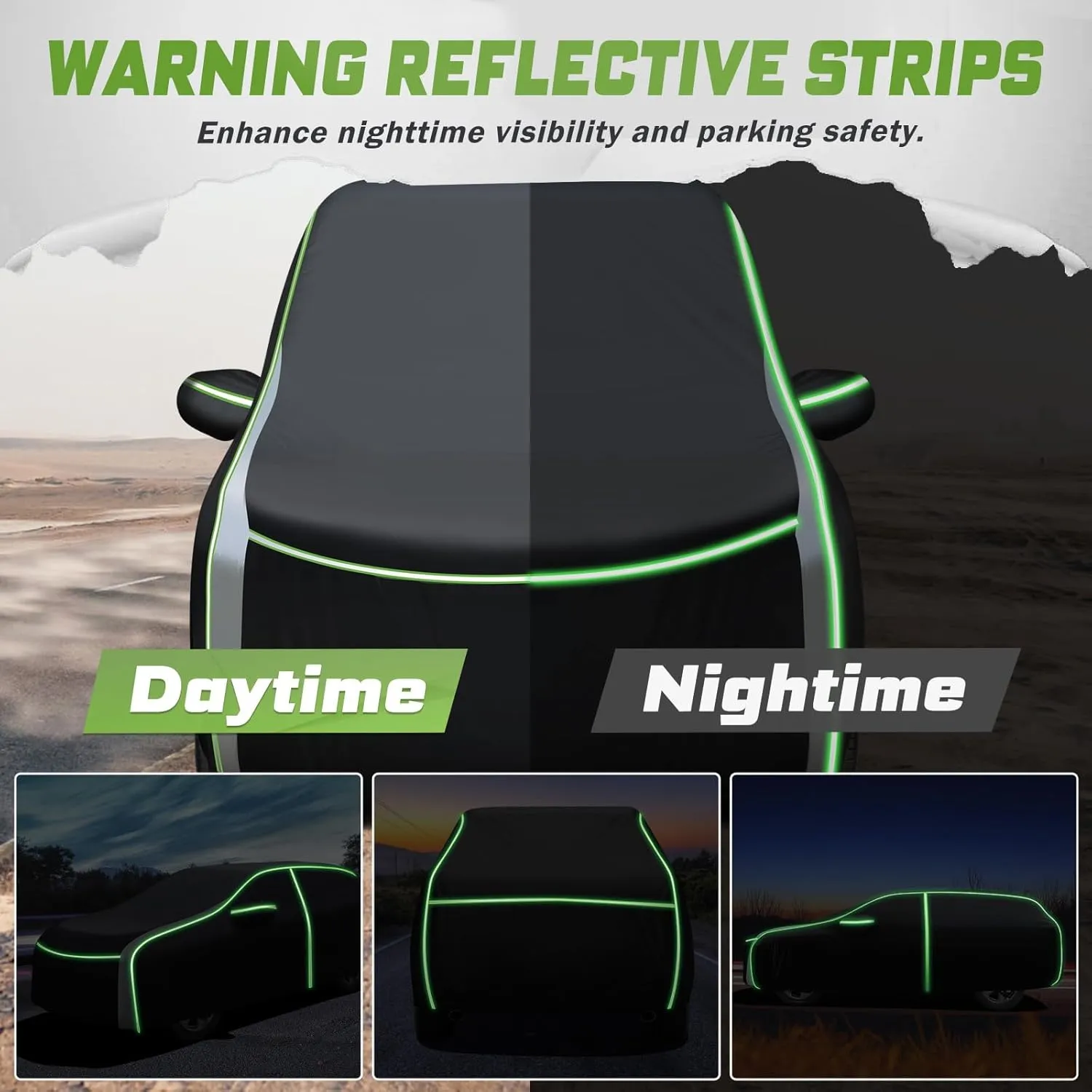 Mixsuper Liner Car Cover for Ram ProMaster 2014-2022, Full Car Cover All Weather Car Covers for Ram ProMaster, Waterproof Outdoor Cover with Zipper Door Reflective Strips