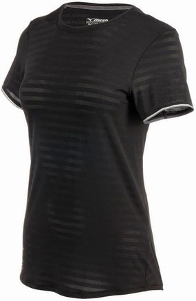 Mizuno Women's Alpha Eco Running Tee, Black, l