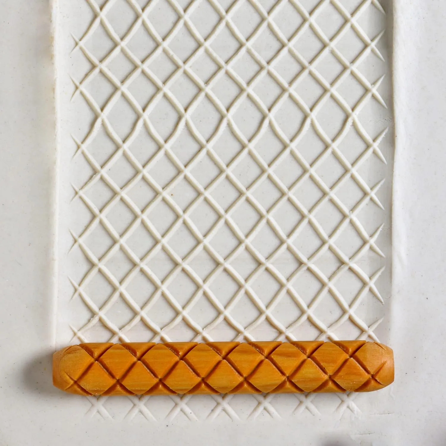 MKM Pottery Tools Wood Hand Rollers for Clay (HR-15 Crosshatch)