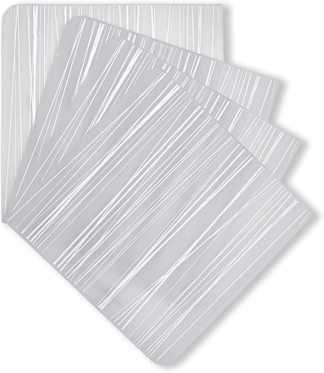 MODERN-TWIST Set of 4 Coasters 100% Plastic Free Silicone Tabletop, Dining, Decoration, Modern Design, Stream Print, Silver, 4 Count