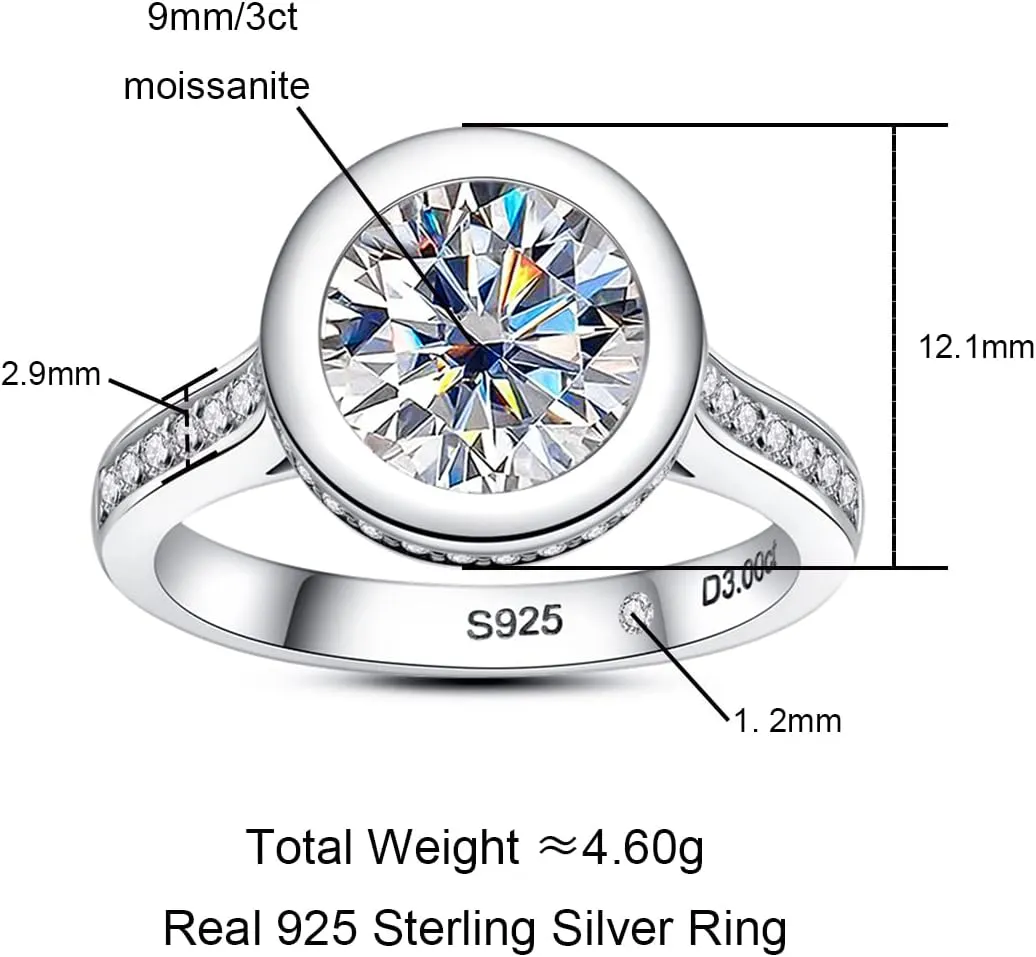 Moissanite Engagement Rings 3-5cttw Pear/Emerald/Marquise/Round/Cushion/Heart/Oval Cut D Color VVS1 S925 Sterling Silver Promise Wedding Rings for Women with Certificate Elegant Gift Packed