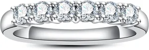 Moissanite Eternity Rings Wedding Bands D Color VVS1 Clarity Round Brilliant Cut 925 Sterling Silver 5/6 Stones Anniversary Band Rings for Women with Certificate