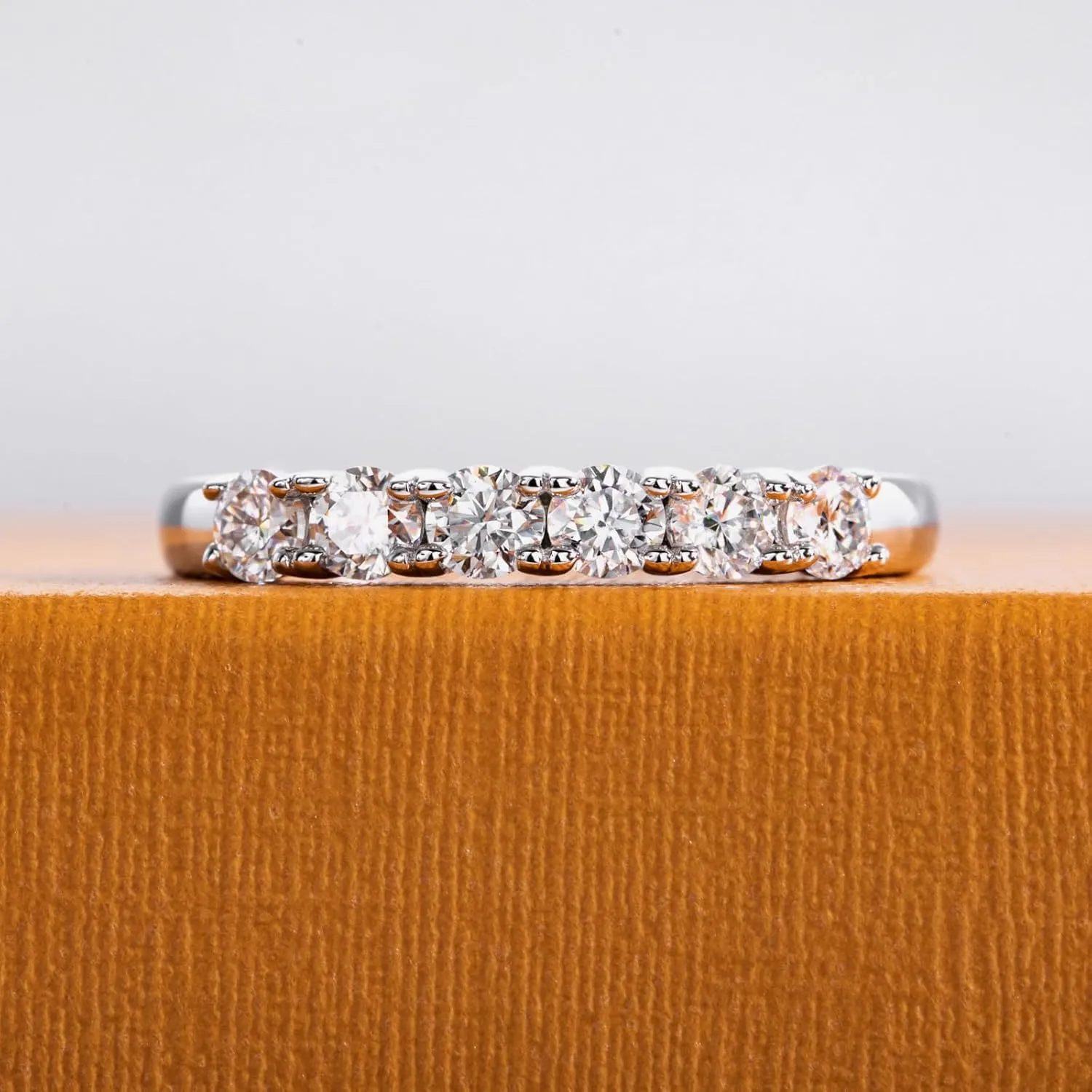 Moissanite Eternity Rings Wedding Bands D Color VVS1 Clarity Round Brilliant Cut 925 Sterling Silver 5/6 Stones Anniversary Band Rings for Women with Certificate