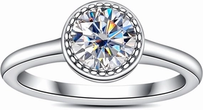 Moissanite Engagement Rings 1cttw-2.15cttw Round Cut Half Bezel Setting/Bezel Setting/Channel Setting/Halo Setting Lab Created Diamond Solitaire Promise Anniversary Rings for Women