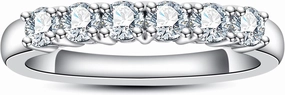 Moissanite Eternity Rings Wedding Bands D Color VVS1 Clarity Round Brilliant Cut 925 Sterling Silver 5/6 Stones Anniversary Band Rings for Women with Certificate