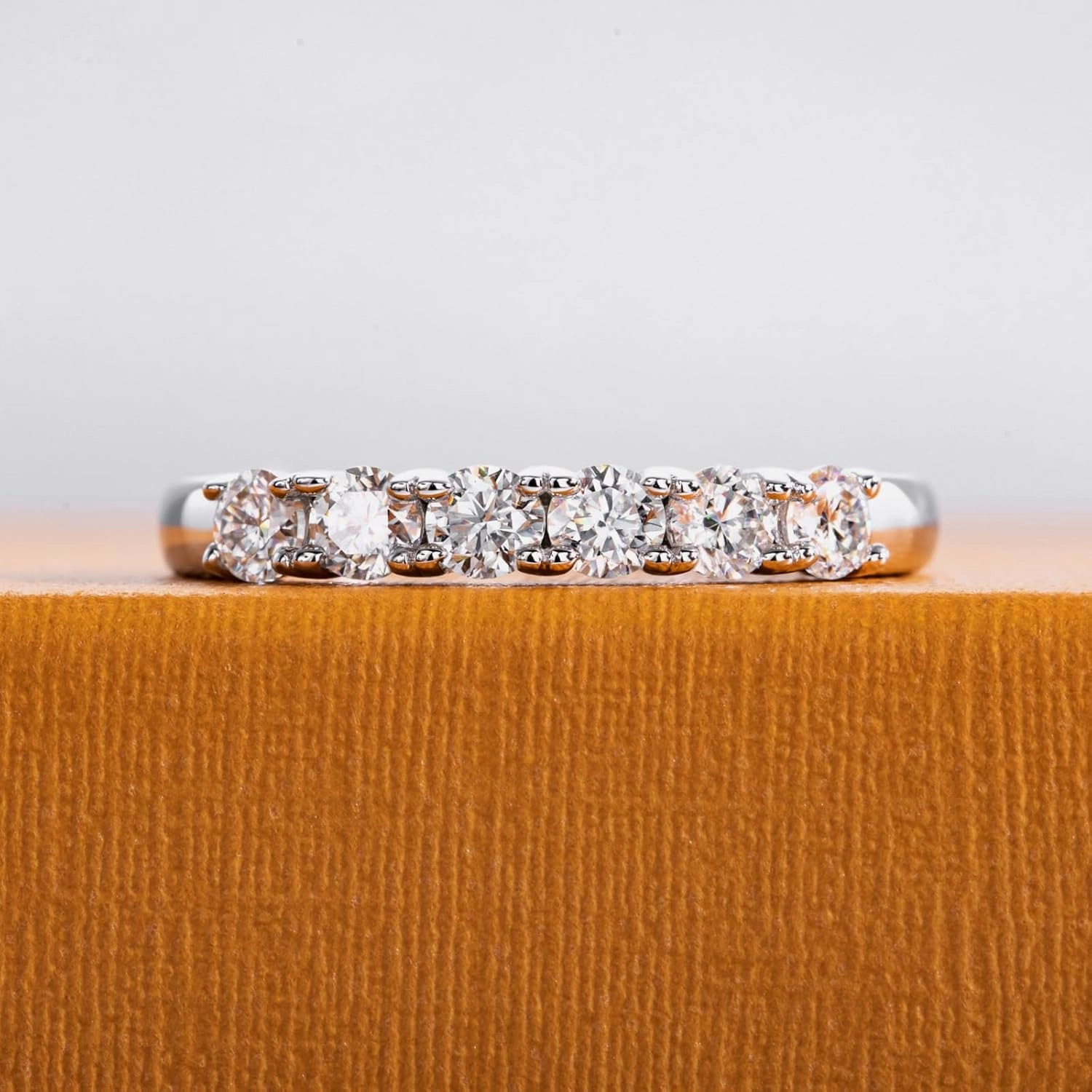 Moissanite Eternity Rings Wedding Bands D Color VVS1 Clarity Round Brilliant Cut 925 Sterling Silver 5/6 Stones Anniversary Band Rings for Women with Certificate