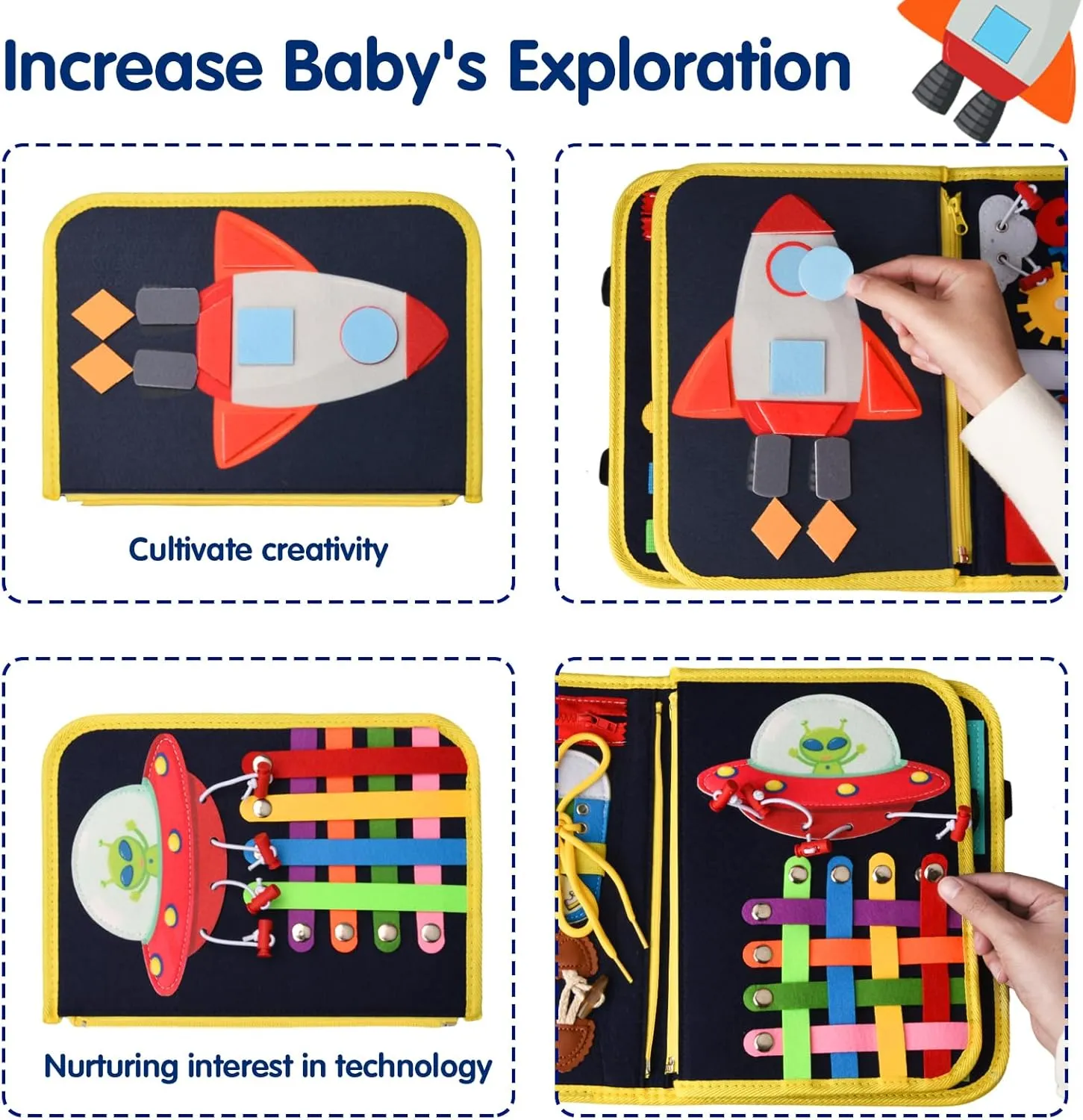 Montessori Busy Board for Toddlers 1 2 3 4 Year Old Boys & Girls, STEM Sensory Toys with Cosmic Exploration Activities Educational Travel Game Busy Book for Fine Motor Skills & Birthday Gift