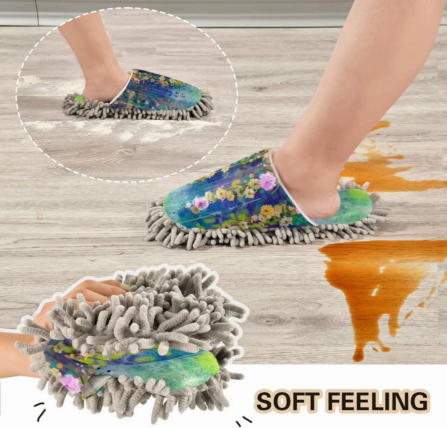 Mop Slippers Shoes, Unisex Cleaning House Slippers Spa Dusting Slippers M-L