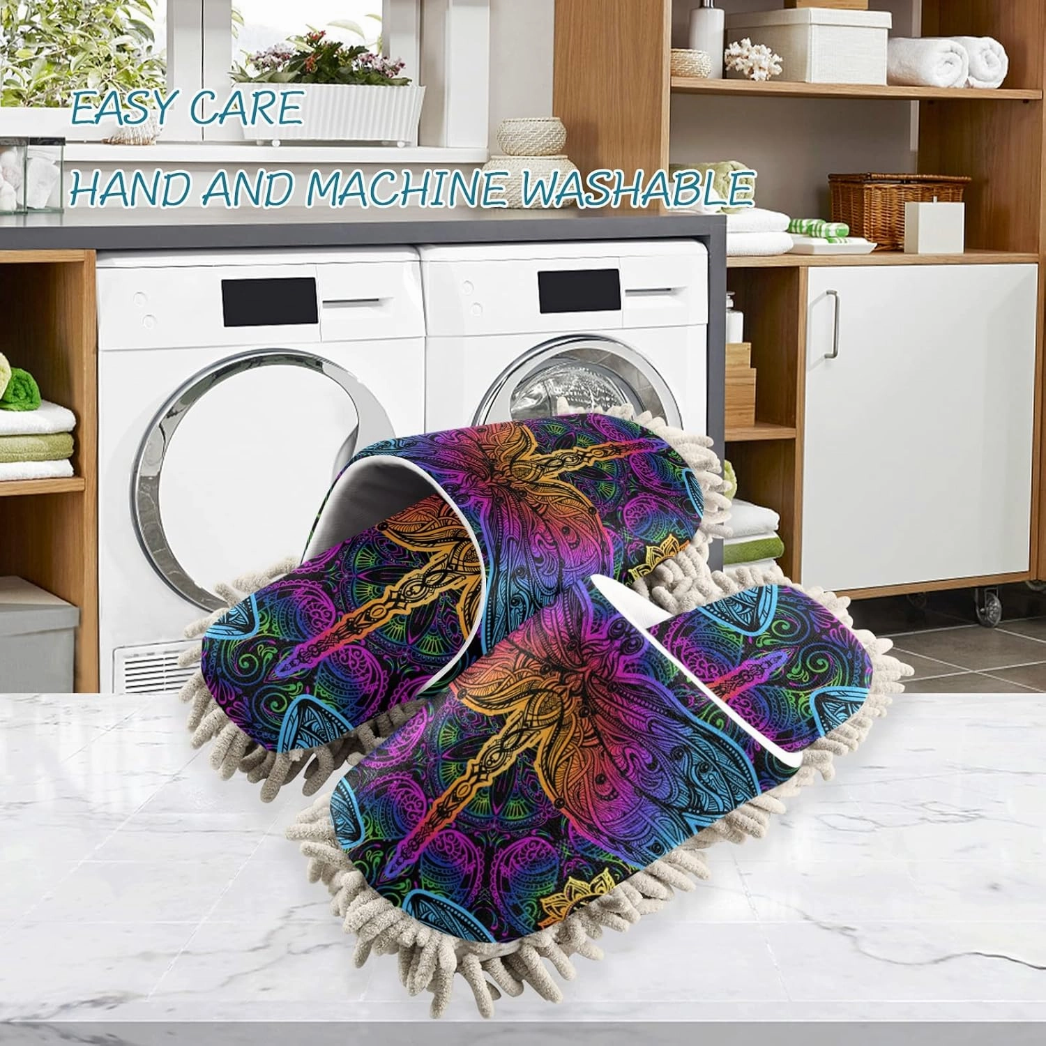 Mop Slippers Shoes, Unisex Cleaning House Slippers Spa Dusting Slippers M-L