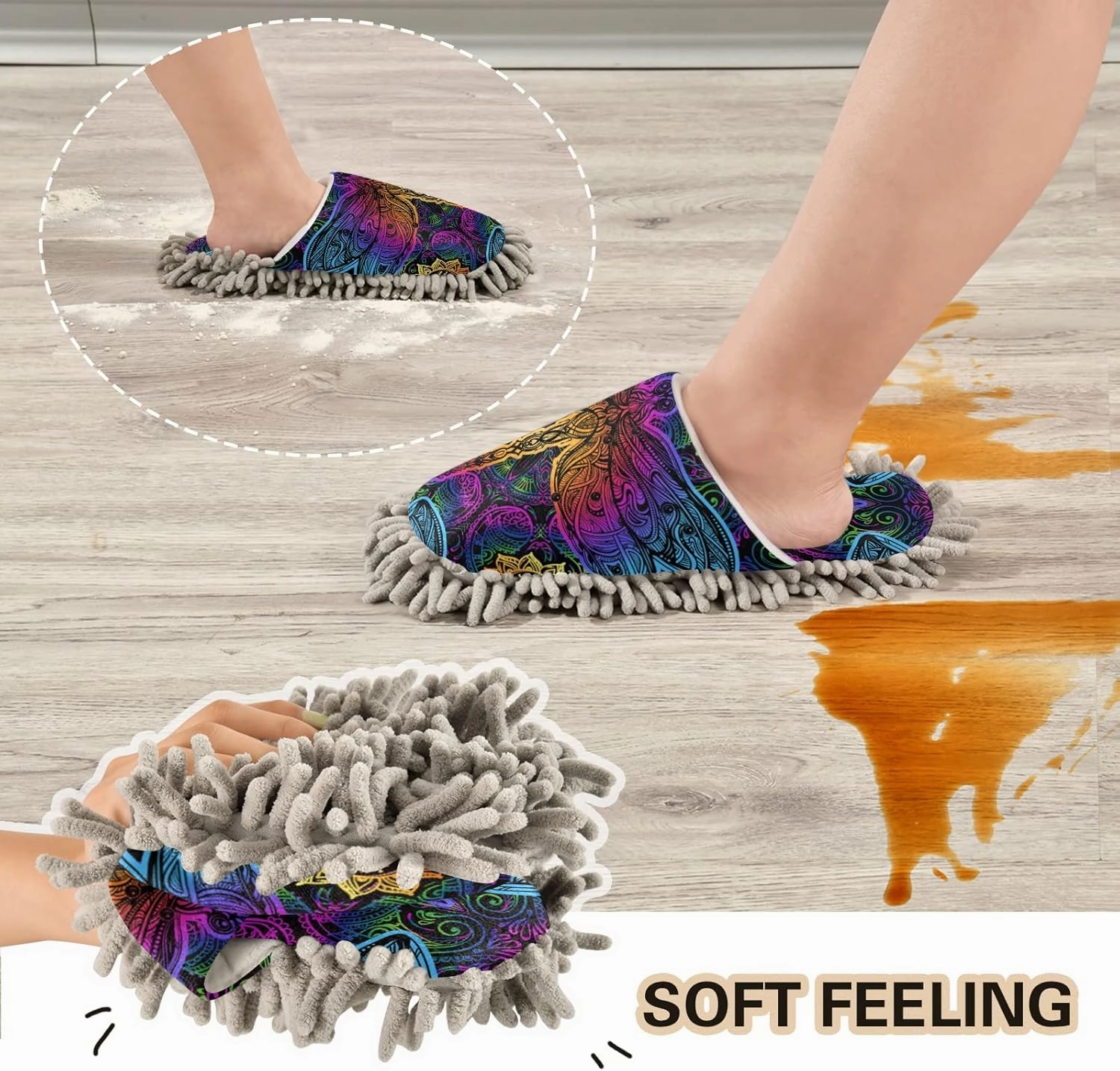 Mop Slippers Shoes, Unisex Cleaning House Slippers Spa Dusting Slippers M-L