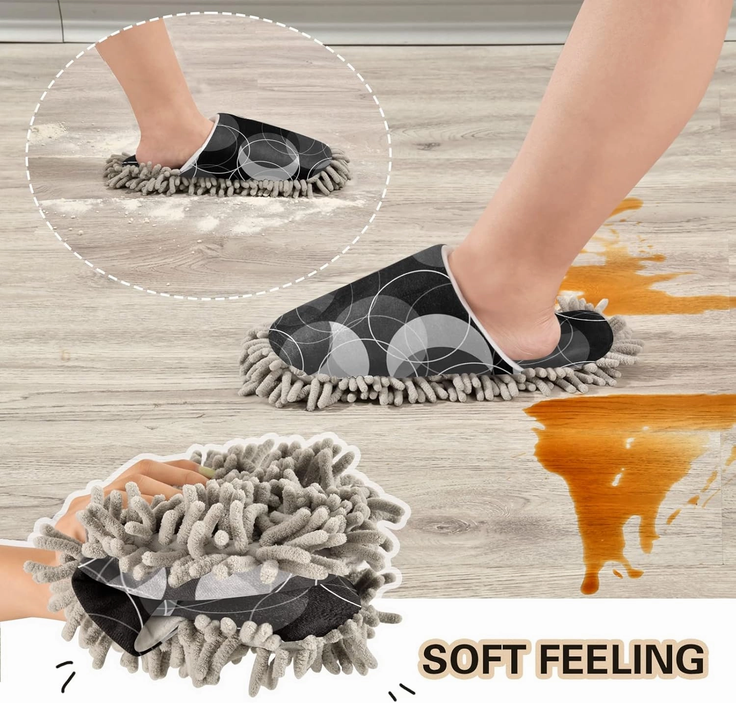 Mop Slippers Shoes, Unisex Cleaning House Slippers Spa Dusting Slippers M-L