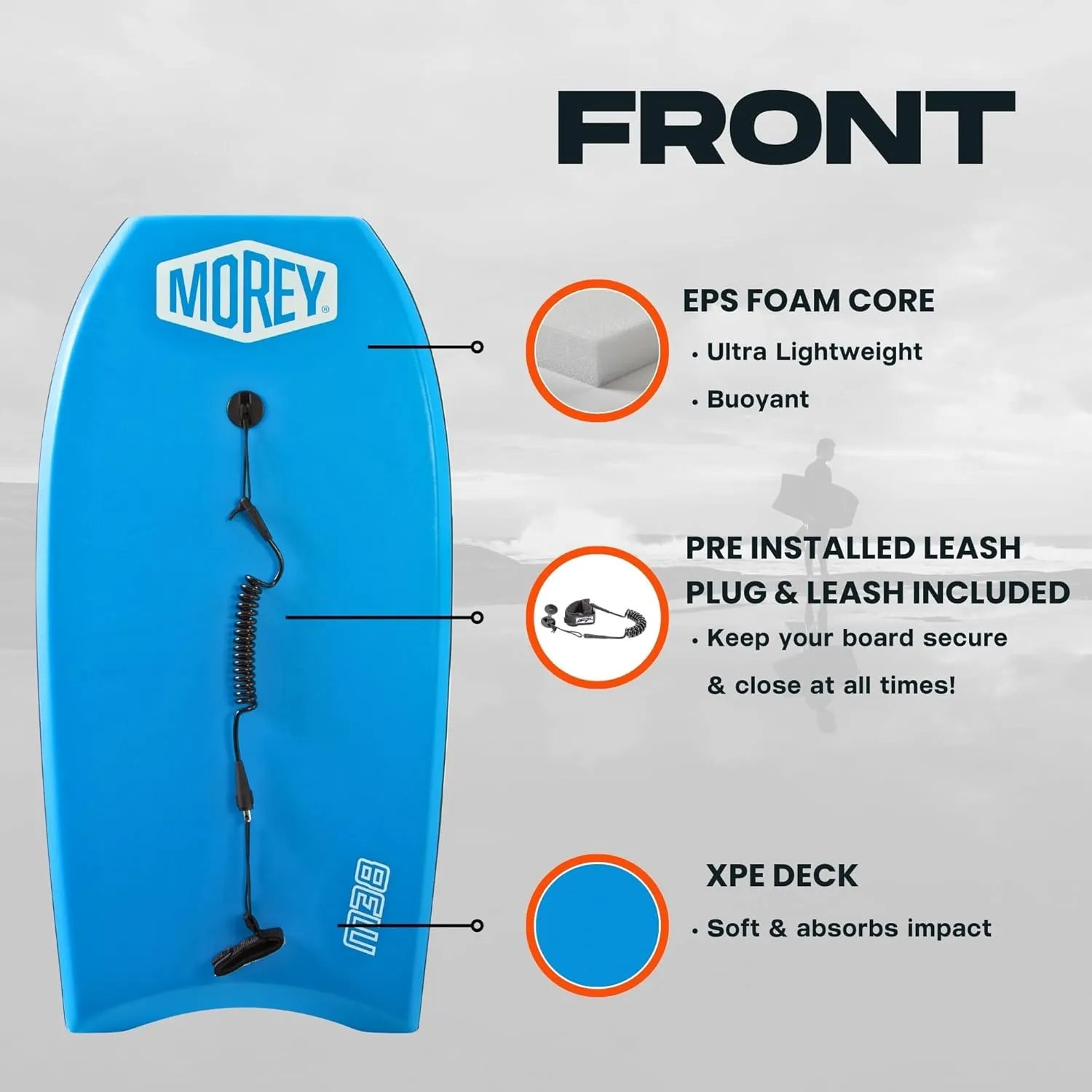 MOREY® Boogie® M38, The Original Bodyboard; 38" Body Boards for Beach, EPS Core for Durability, Engineered with HDPE Slick Bottom for Speed (2025 Model)