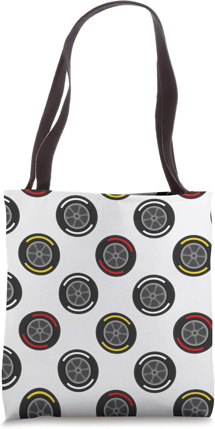 Motorsports Racing Red Yellow White Compound Tyres Pattern Tote Bag