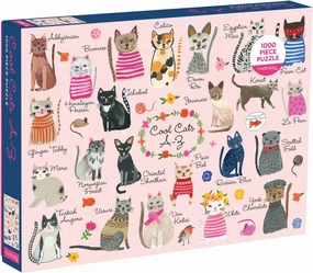 Mudpuppy Cool Cats A-Z Puzzle, 1000 Piece Cat Jigsaw Puzzle, 27”x20”, Perfect for Ages 8-99 , Family Puzzle to Celebrate Dogs, Illustrations of 23 Cat Breeds, Great Gift for Cat Lovers