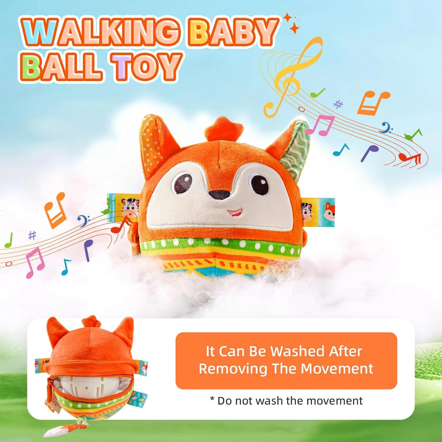 Musical Crawling Dancing Baby Toy 0-6 Months, Tummy Time Sensory Interactive Talk Toys,Plush Stuffer Animal Toys, Learning Bouncing Ball toy for Infant 0-3 6-12 18 Month Newborn Gifts for Toddler 1-2