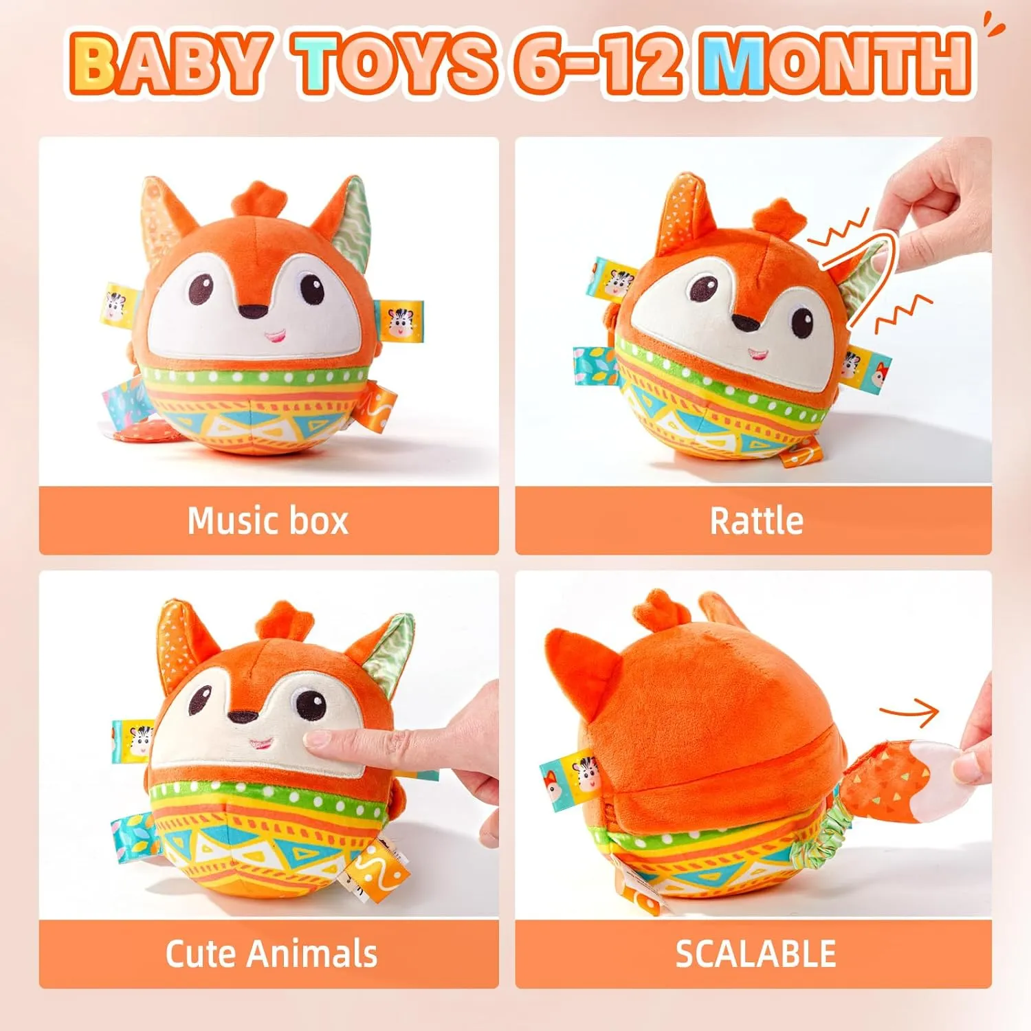 Musical Crawling Dancing Baby Toy 0-6 Months, Tummy Time Sensory Interactive Talk Toys,Plush Stuffer Animal Toys, Learning Bouncing Ball toy for Infant 0-3 6-12 18 Month Newborn Gifts for Toddler 1-2