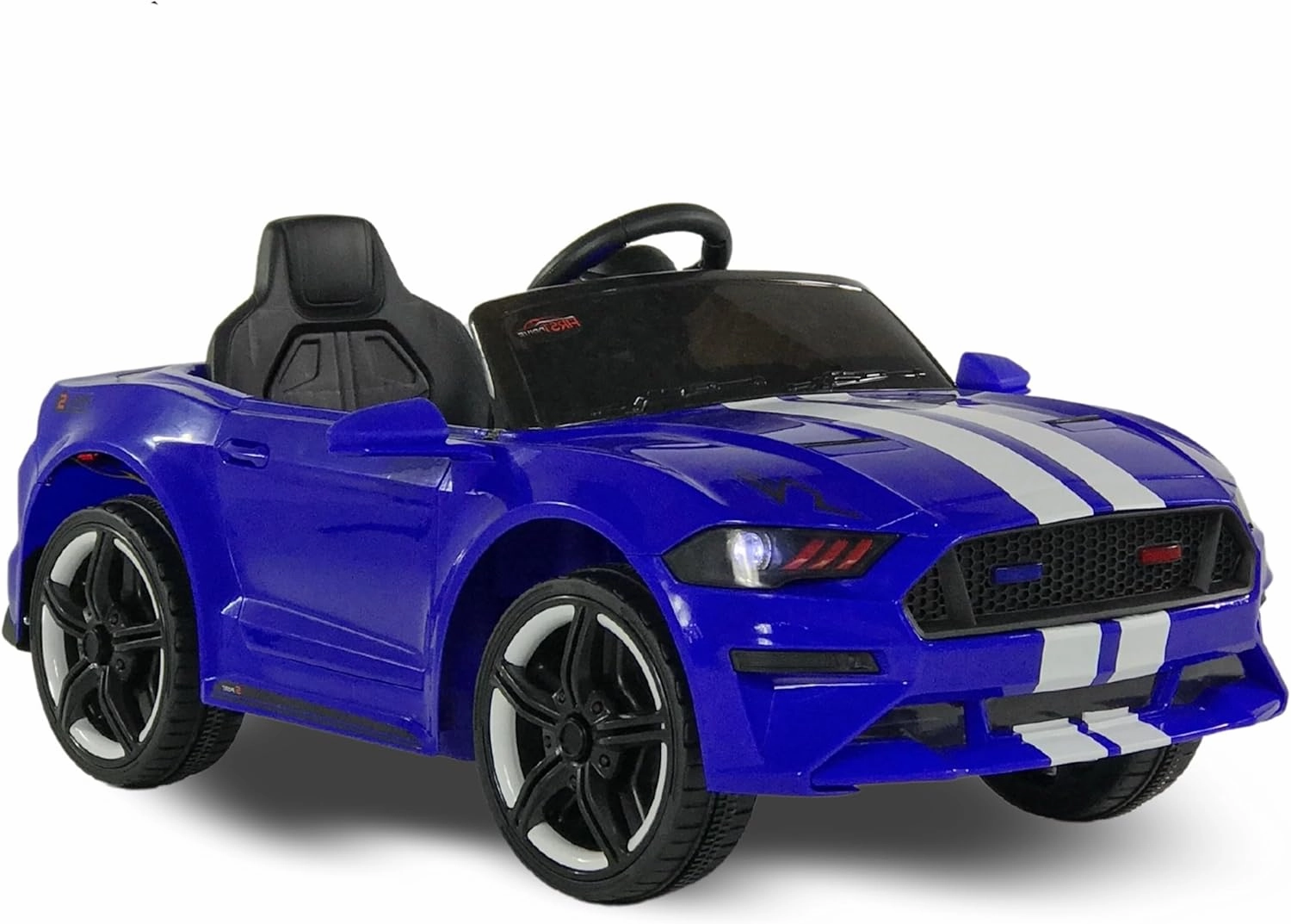 Mustang - Ride on Car - Electric Car for Kids - Kids Car with Parent Remote, MP3 Music Playback, AUX Port, Spring Suspension, LED Lights, Rear Wheel Drive, for Boys/Girls (Blue)