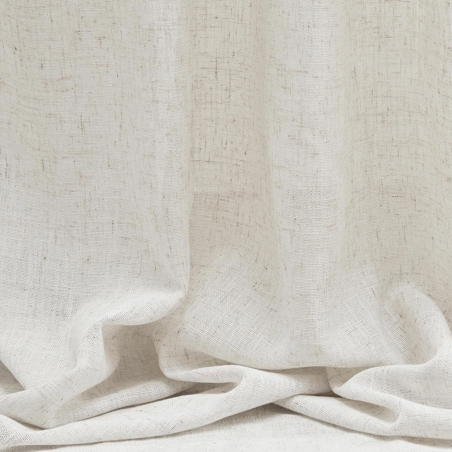 MYSKY HOME Linen Curtains for Living Room, Natural Semi Sheer Curtains & Drapes 84 inches Length 2 Panels Set Farmhouse Country Boho Style Back Tab Draperies for Sliding Glass Door, 50" Wide, Linen