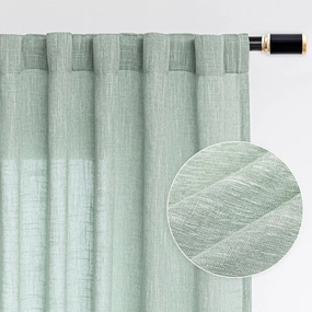 MYSKY HOME Living Room Curtains 84 Inches Long Semi Sheer Light Filtering Privacy Drapes for Bedroom Rod Pocket Textured Boho Home Decor, Backdrop Curtain for Parties, 50" x 84", Aqua, 2 Panels