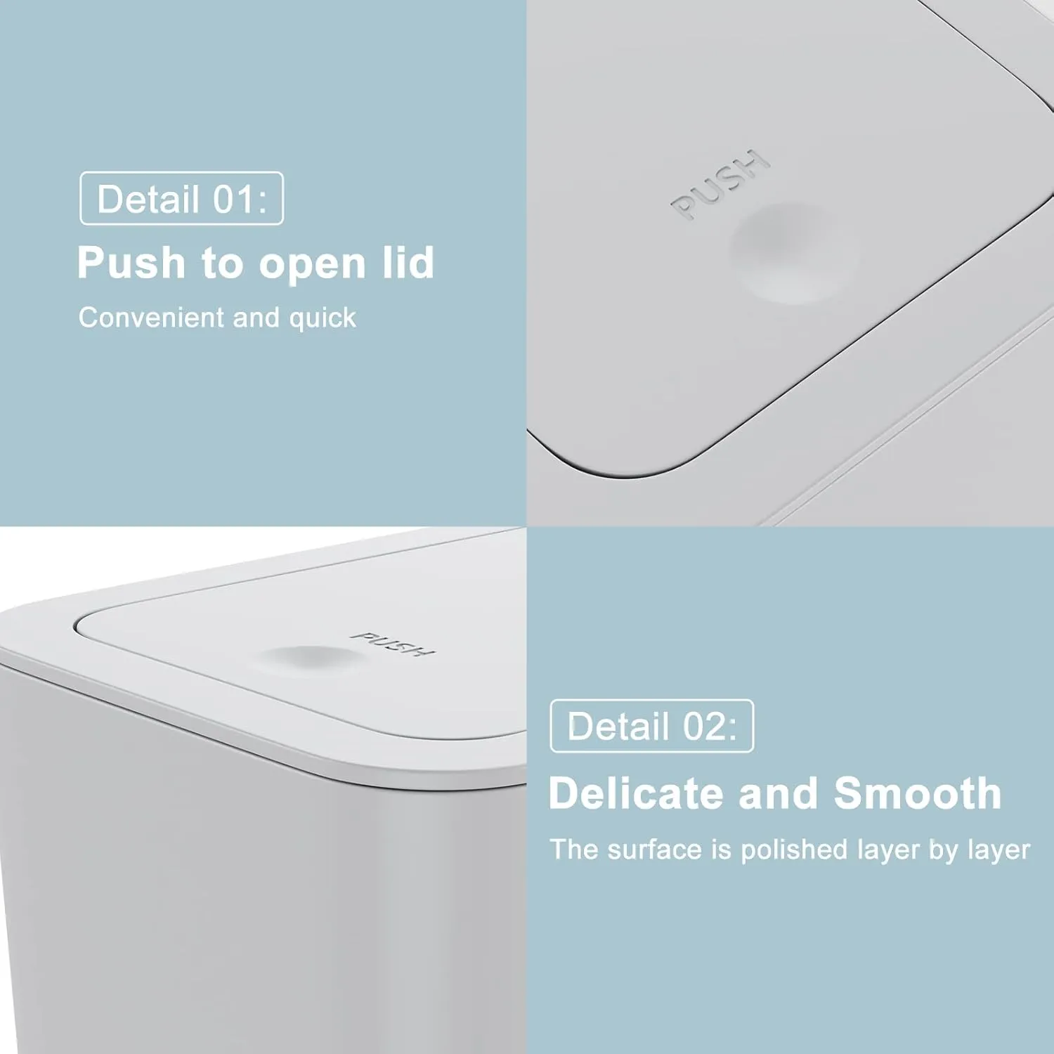 N. NETDOT 3 Pack 10 Liter / 2.6 Gallon Bathroom Trash Can, Small Trash Can with Lid, Garbage Can Waste Basket for Bathroom, Kitchen, Bedroom, Powder Room, Craft Room, Office, College (Gray)