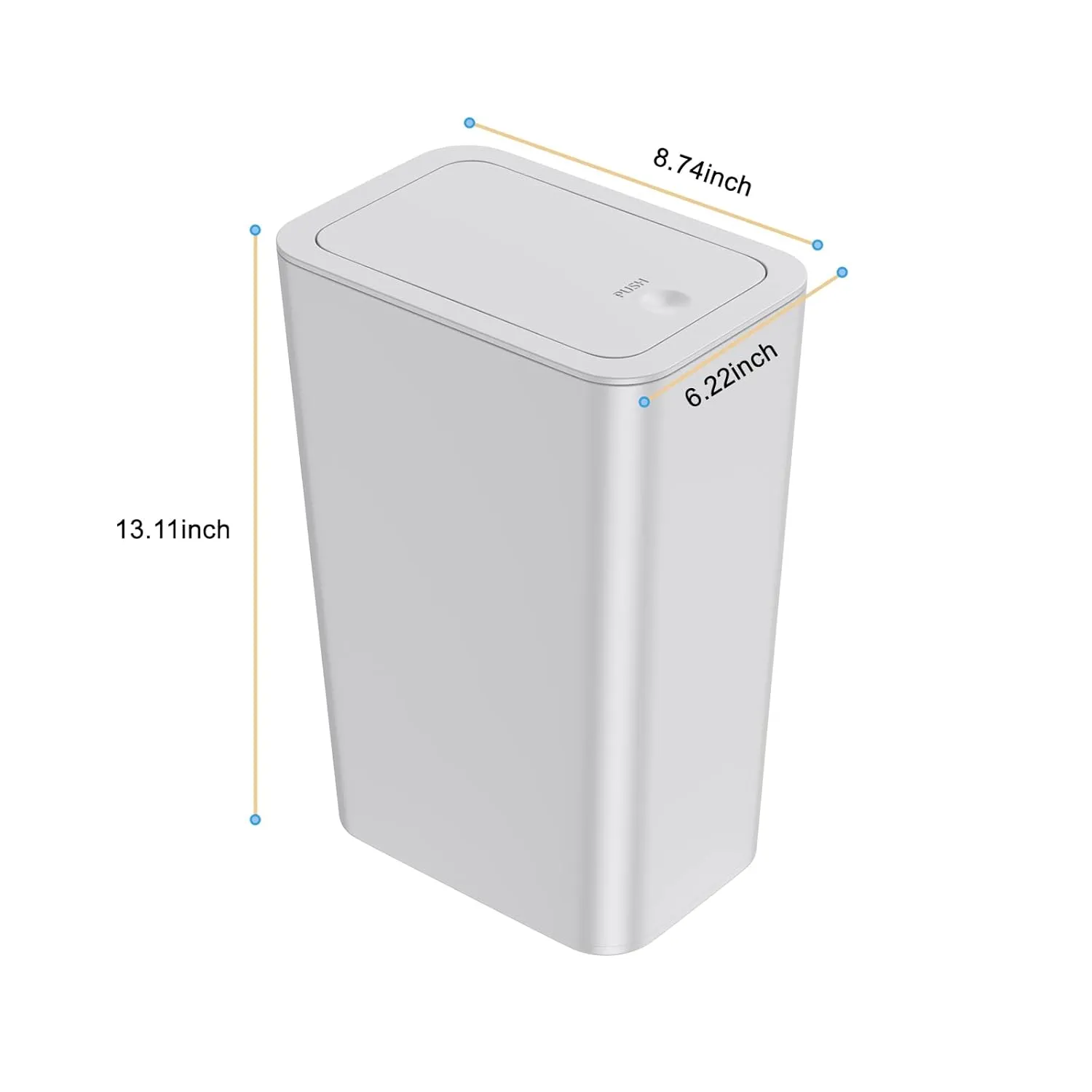 N. NETDOT 3 Pack 10 Liter / 2.6 Gallon Bathroom Trash Can, Small Trash Can with Lid, Garbage Can Waste Basket for Bathroom, Kitchen, Bedroom, Powder Room, Craft Room, Office, College (Gray)