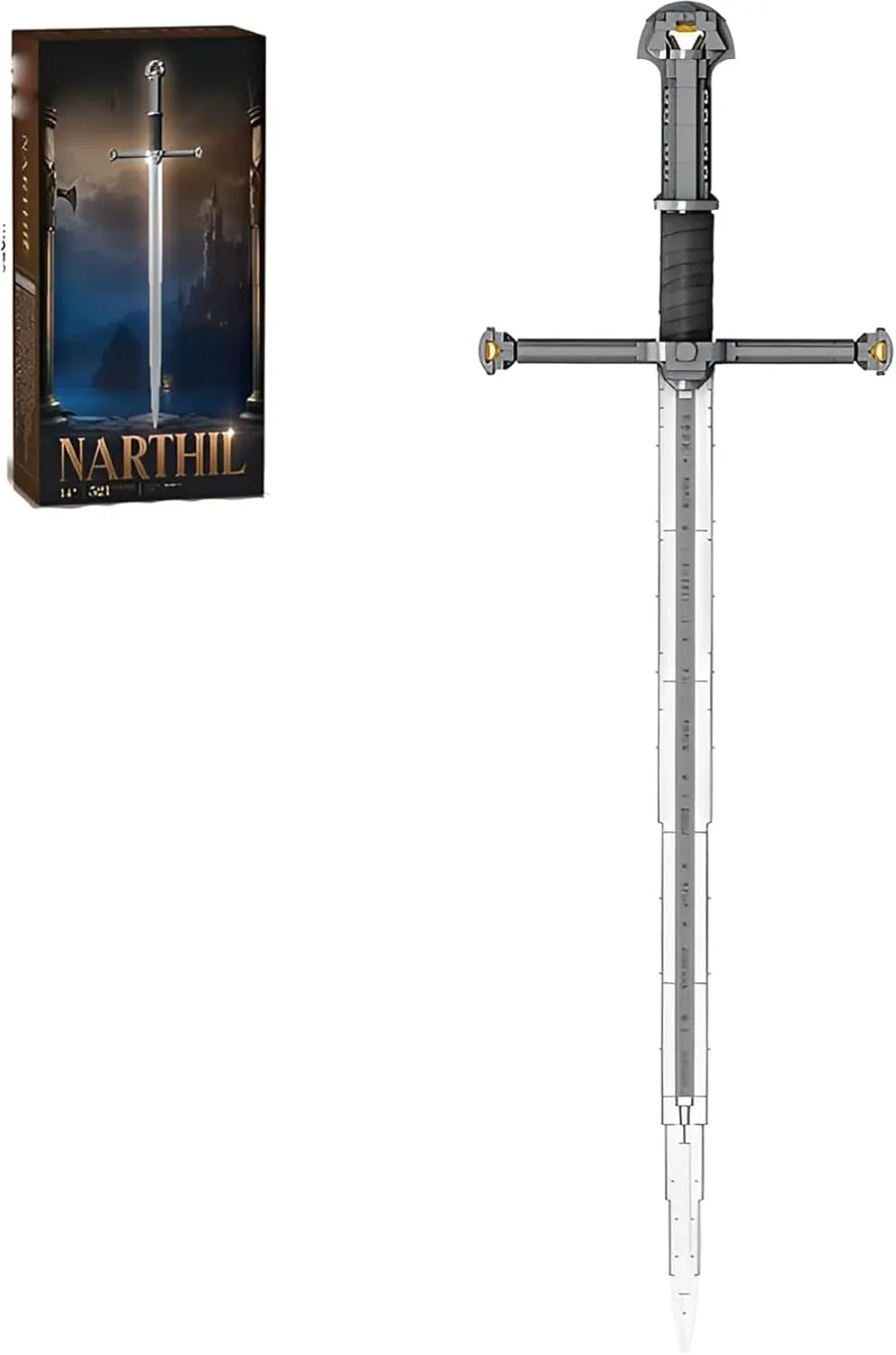 Narsils Sword Building Set, 521 PCS King Sword Model Toy, Collectible Medieval Weapons Building Blocks Set, Role Play Narthil Lord Movie Toy Gift for Adults Teens