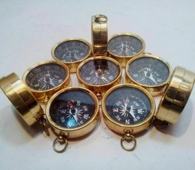 Nautical Vintage Style Brass Pocket Compass Key CHAINS10pcs