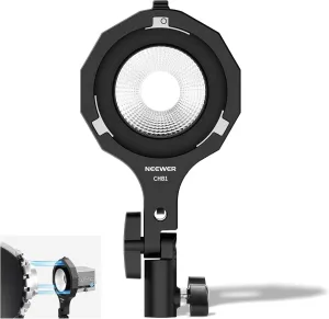 Neewer Bowens Mount Adapter Holder, Mini to Bowens Mount Adapter Ring with Umbrella Socket, 5/8" Receiver, 180 Tilt for Neewer HS60B/HS60C Handheld Video Light, CHB1