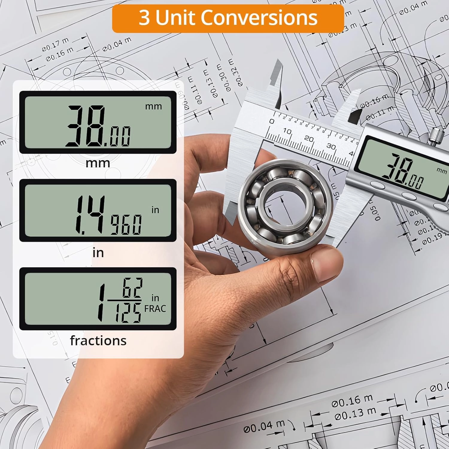 Neoteck 6 inch Digital Caliper and Feeler Gauge Set Stainless Steel LCD Display Digital Caliper Measuring Tool with Fraction/Inch/MM Conversion Used for Inside,Outside Diameter,Depth,Step Measurement