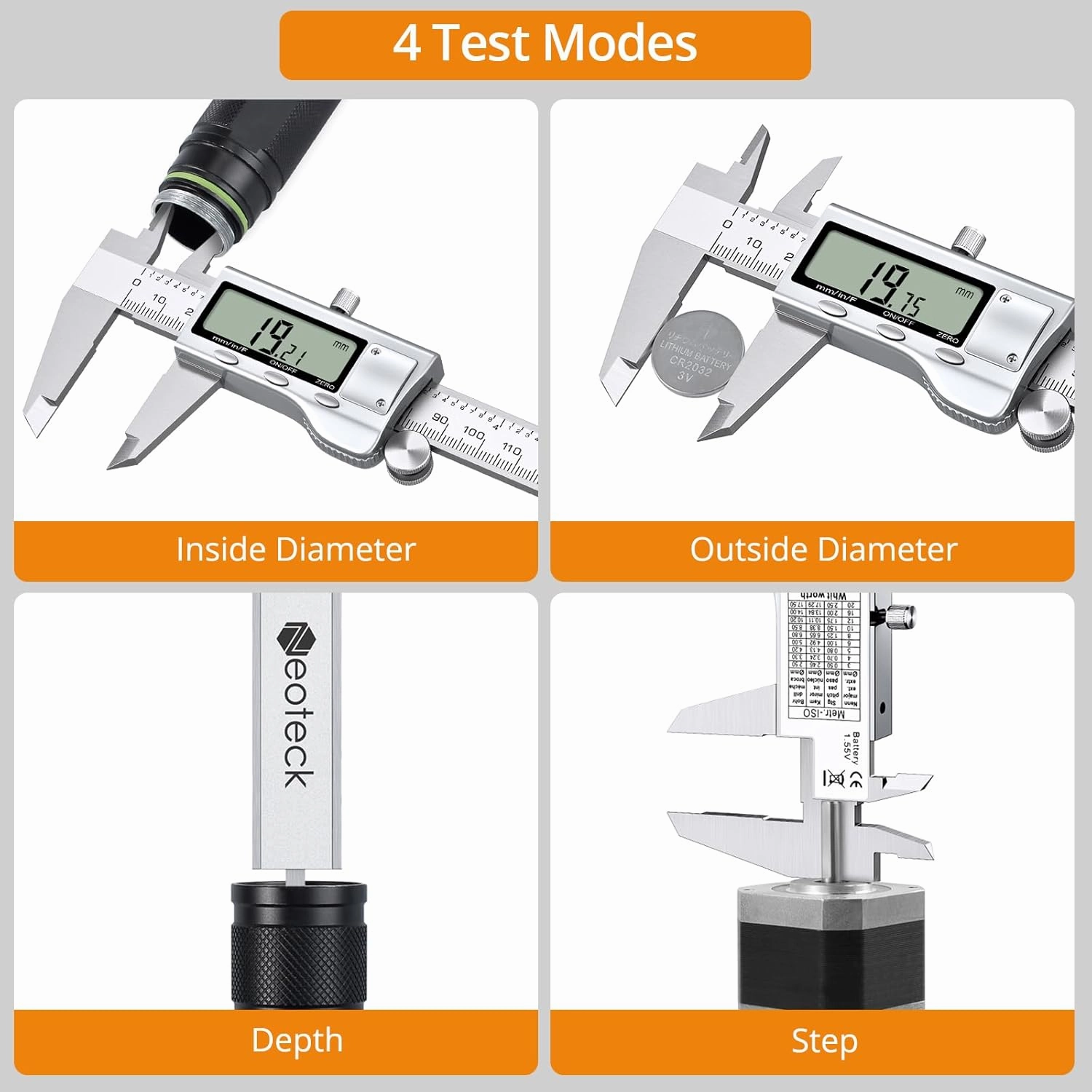 Neoteck 6 inch Digital Caliper and Feeler Gauge Set Stainless Steel LCD Display Digital Caliper Measuring Tool with Fraction/Inch/MM Conversion Used for Inside,Outside Diameter,Depth,Step Measurement