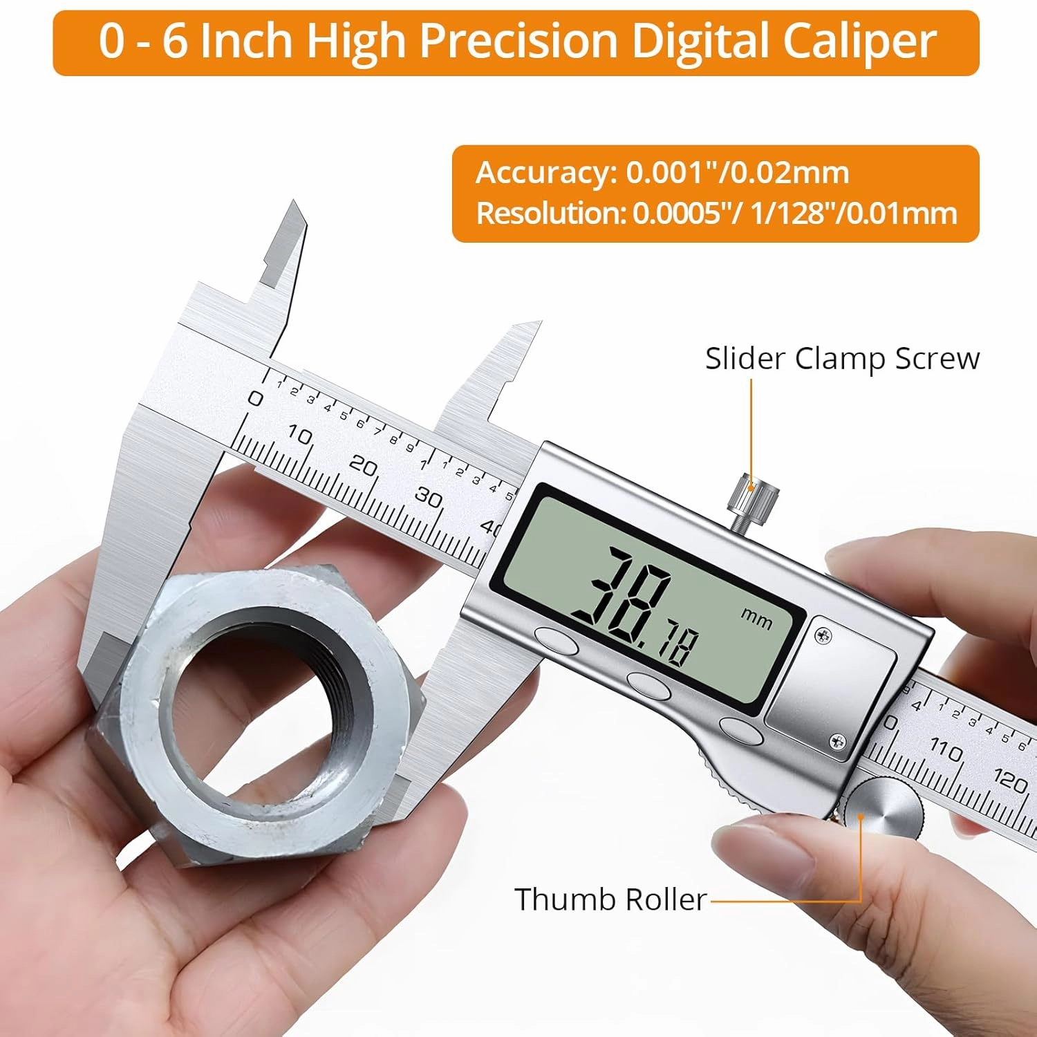 Neoteck 6 inch Digital Caliper and Feeler Gauge Set Stainless Steel LCD Display Digital Caliper Measuring Tool with Fraction/Inch/MM Conversion Used for Inside,Outside Diameter,Depth,Step Measurement