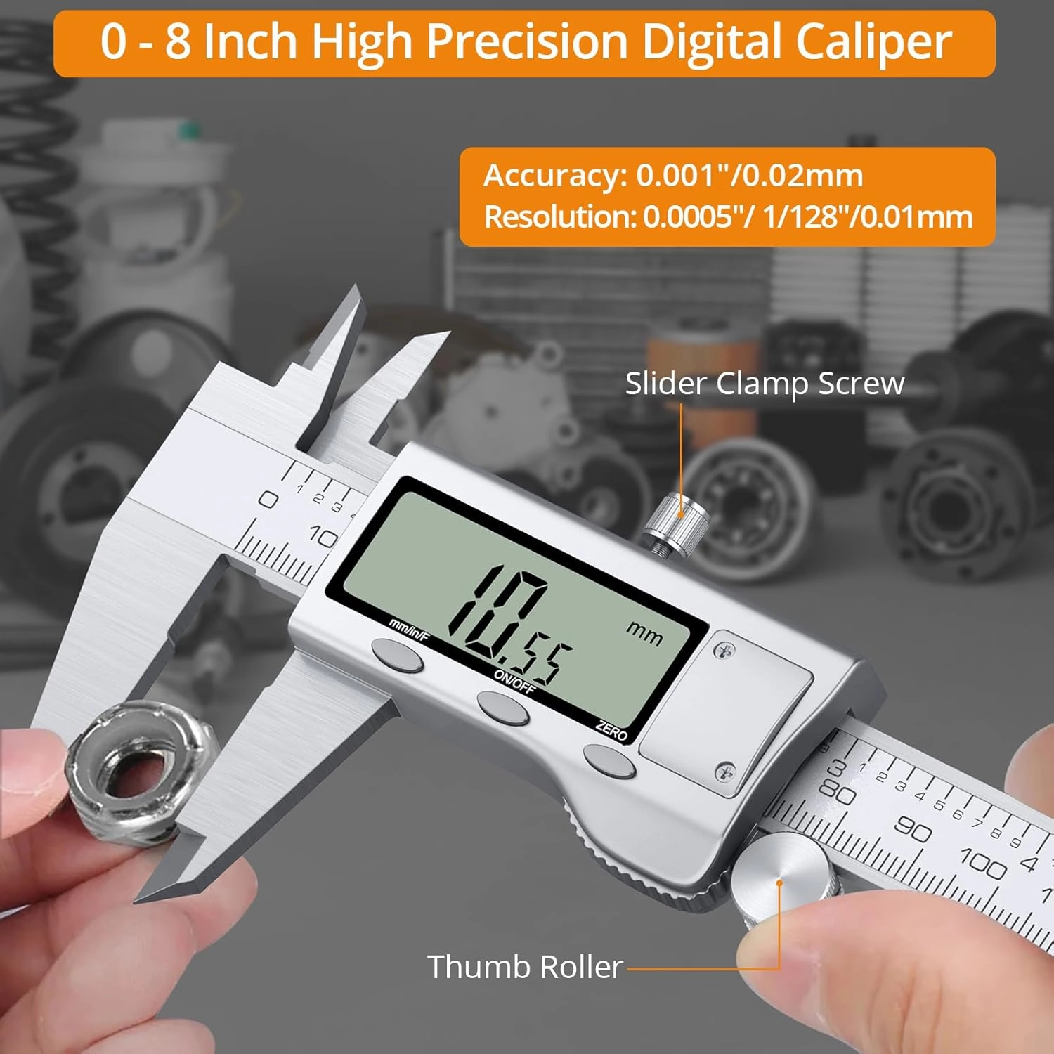 Neoteck 8 inch Digital Caliper and Feeler Gauge Set Stainless Steel LCD Display Digital Caliper Measuring Tool with Fraction/Inch/MM Conversion Used for Inside,Outside Diameter,Depth,Step Measurement