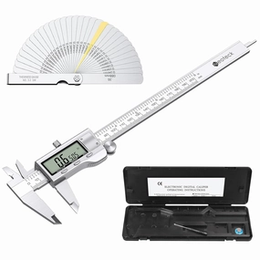Neoteck 8 inch Digital Caliper and Feeler Gauge Set Stainless Steel LCD Display Digital Caliper Measuring Tool with Fraction/Inch/MM Conversion Used for Inside,Outside Diameter,Depth,Step Measurement