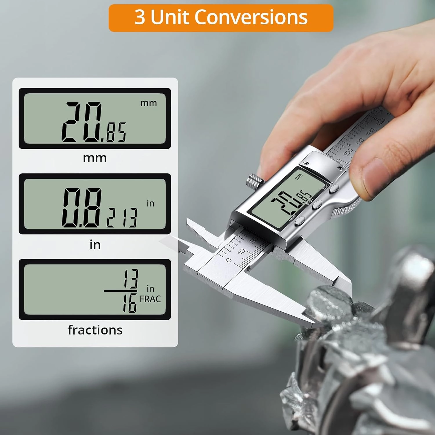 Neoteck 8 inch Digital Caliper and Feeler Gauge Set Stainless Steel LCD Display Digital Caliper Measuring Tool with Fraction/Inch/MM Conversion Used for Inside,Outside Diameter,Depth,Step Measurement