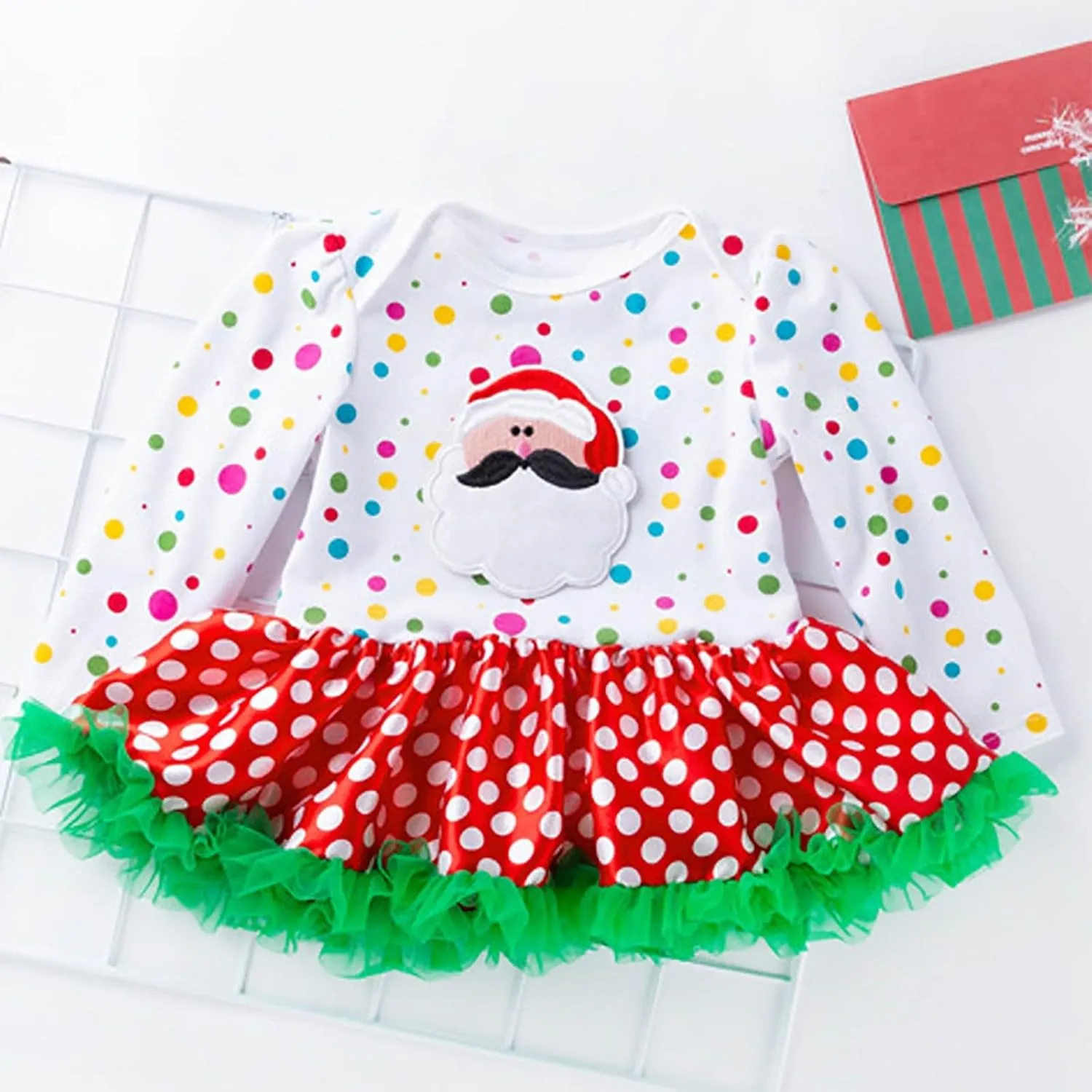 Newborn Baby Girl My First Christmas Outfit Romper Tutu Dress Headband Leg Warmer Shoes 4PCS Holiday Xmas Clothes Set