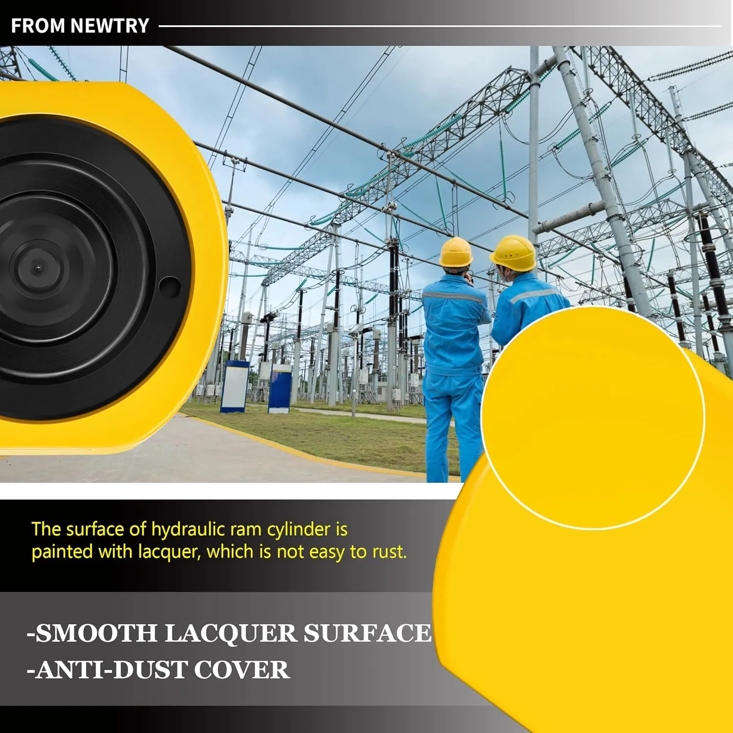 NEWTRY Hydraulic Ram Jack 10T Hydraulic Cylinder Low Profile Ram Jack Multi-Section 1” Stroke Lifting Cylinder Mini Portable for Machinery, Bridge, Construction
