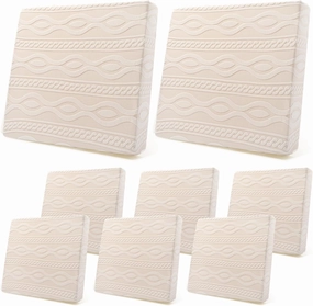 Newwiee 8Pcs Stretch Patio Cushion Covers Outdoor Cushion Covers for Patio Furniture Replacement Couch Sofa Slipcovers Jacquard Textured Soft Fabric Washable Furniture Protector (Beige,Elegant)