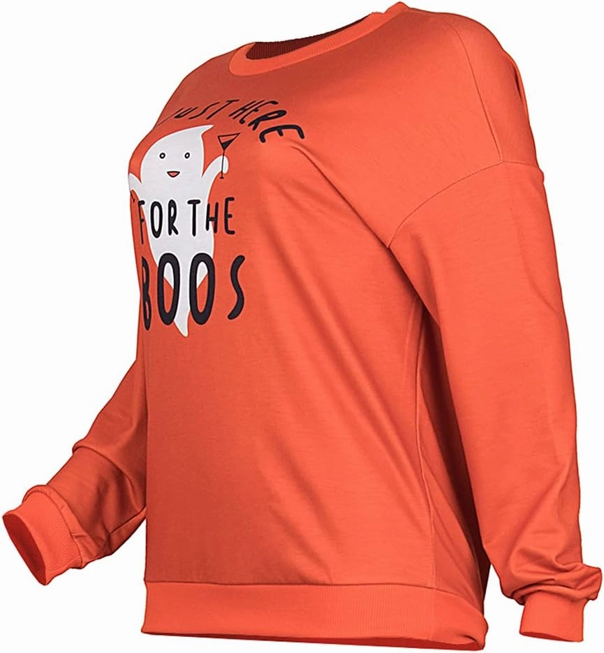 Neyaolk Pumpkin-Sweatshirt Halloween Crewneck Shirt - Cats Graphic Printed Long Sleeve Loose Pullover Top
