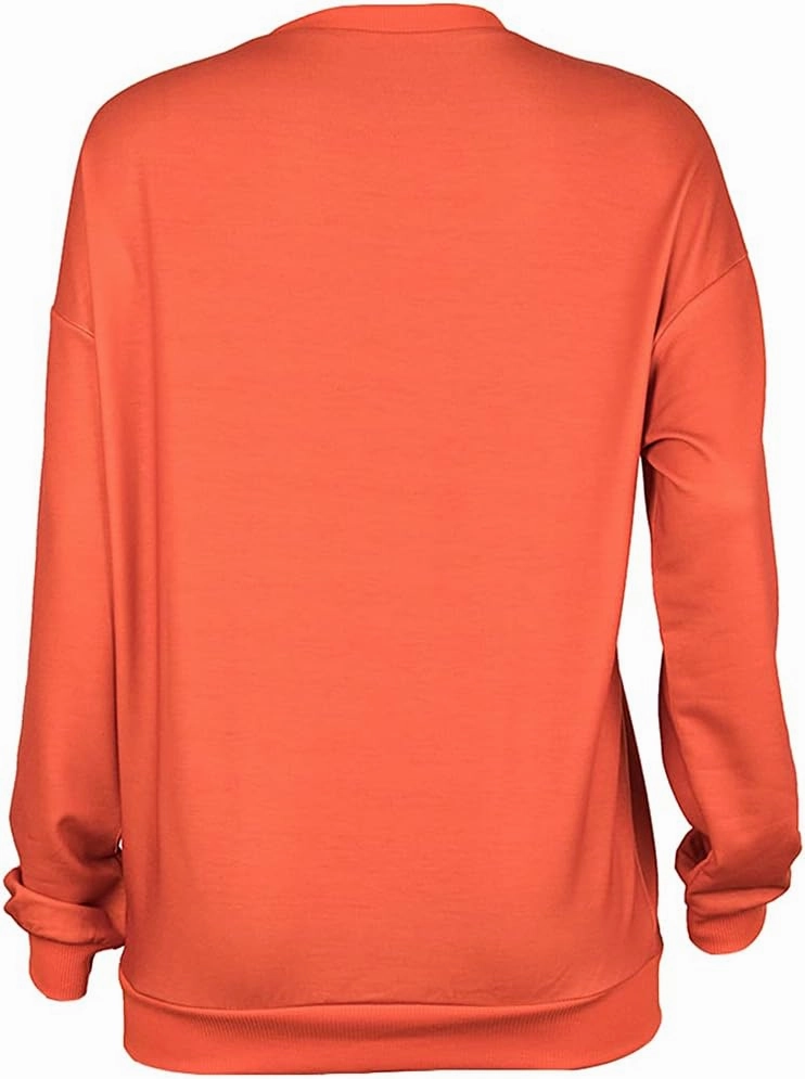 Neyaolk Pumpkin-Sweatshirt Halloween Crewneck Shirt - Cats Graphic Printed Long Sleeve Loose Pullover Top