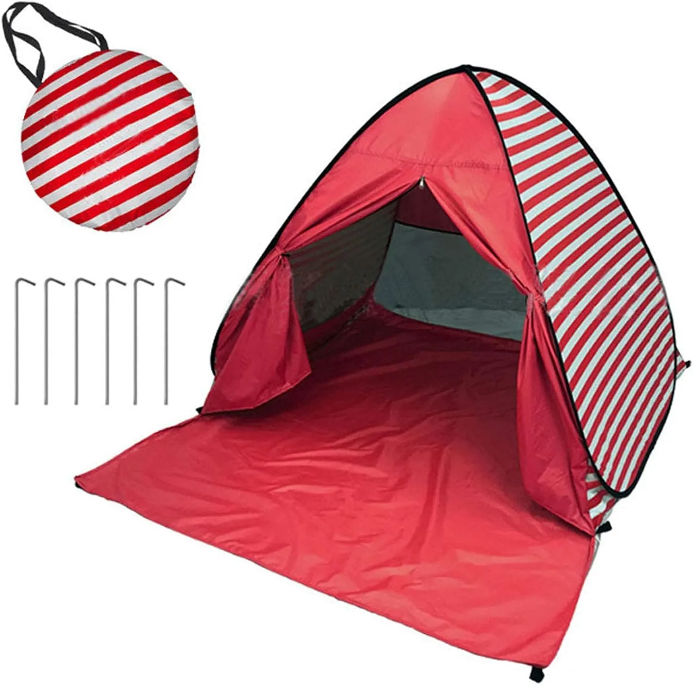 NIEH Camping Toilet Tent Pop Up Beach Privacy Tent 2-3 Person Automatic Beach Shelters Windproof Ventilated Portable Lightweight, Red