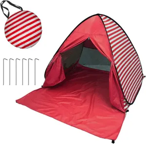 NIEH Camping Toilet Tent Pop Up Beach Privacy Tent 2-3 Person Automatic Beach Shelters Windproof Ventilated Portable Lightweight, Red