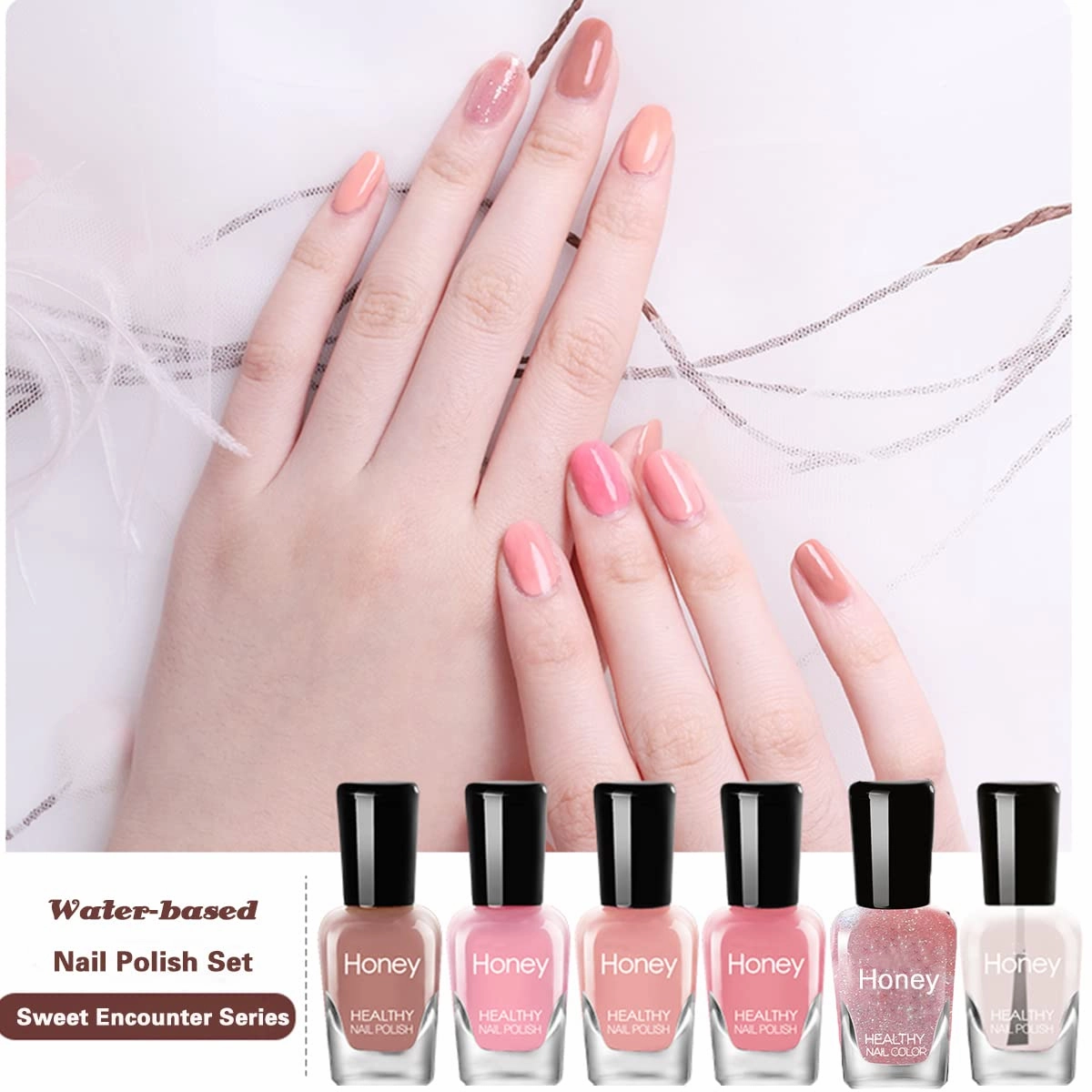 Non Toxic Nail Polish Set, Easy Peel Off and Fast Dry NailPolish Set for Pack, Eco Friendly & Organic Water Based Nail Polish for Women,Teens (18 Bottles)