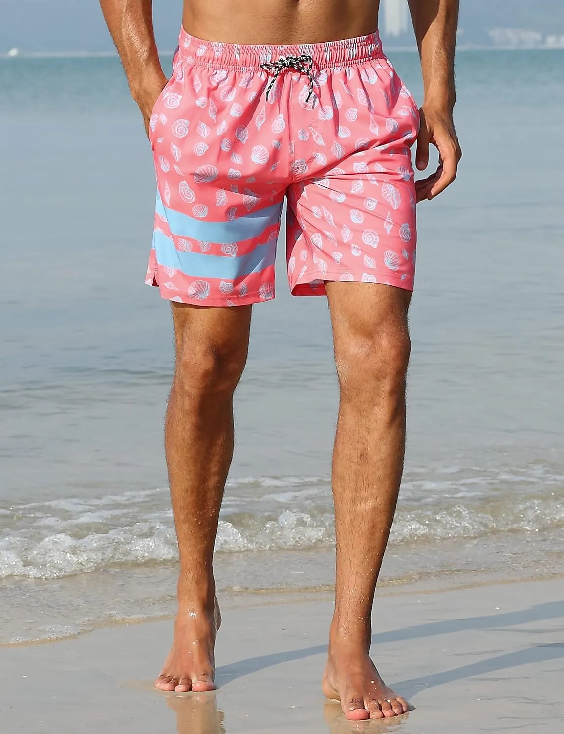 Nonwe Mens Swim Trunks with Compression Liner Quick Dry Summer Board Shorts Swimwear