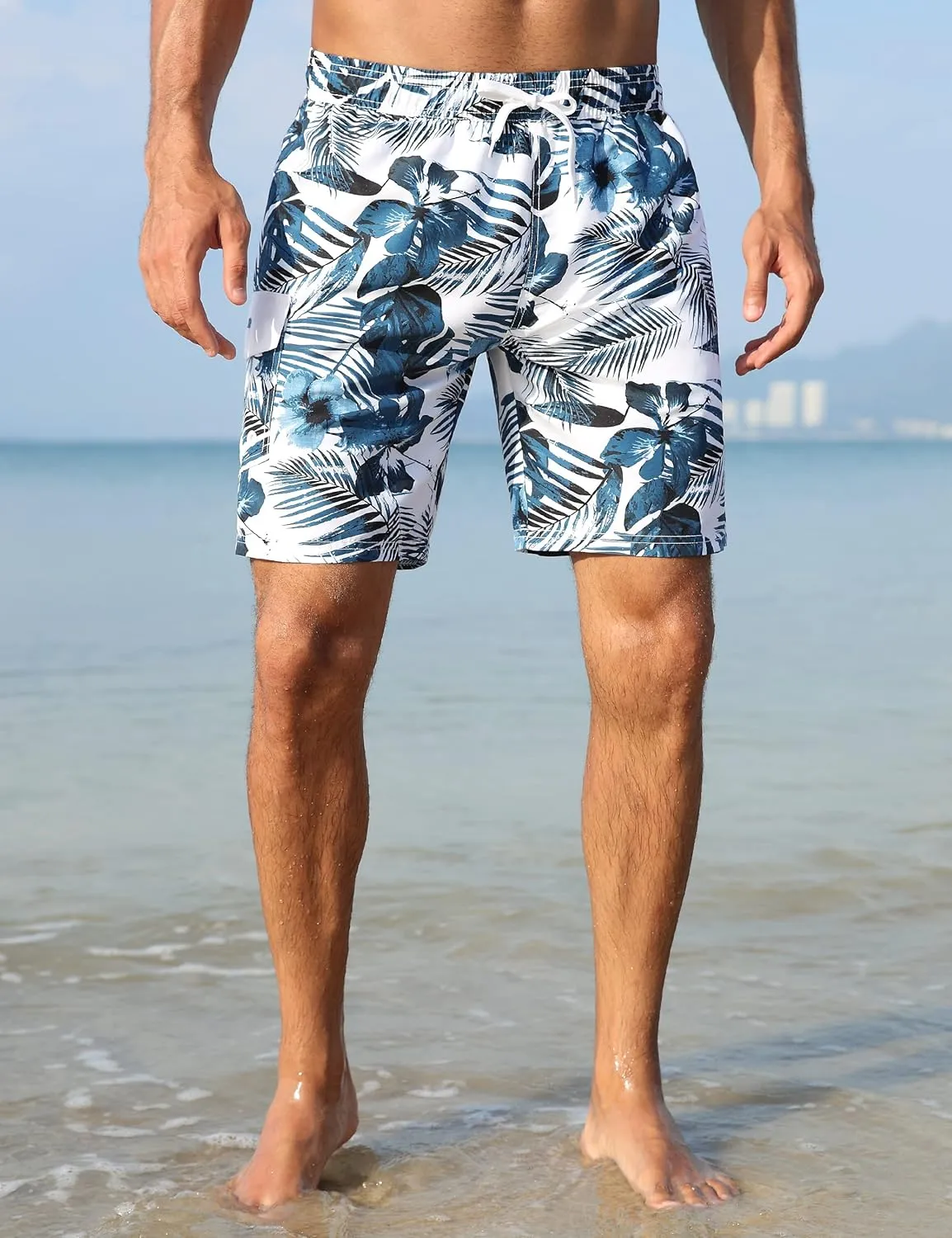 Nonwe Men's Swim Trunks with Compression Liner Quick Dry Water Sport Surf Beach Shorts with Pocket