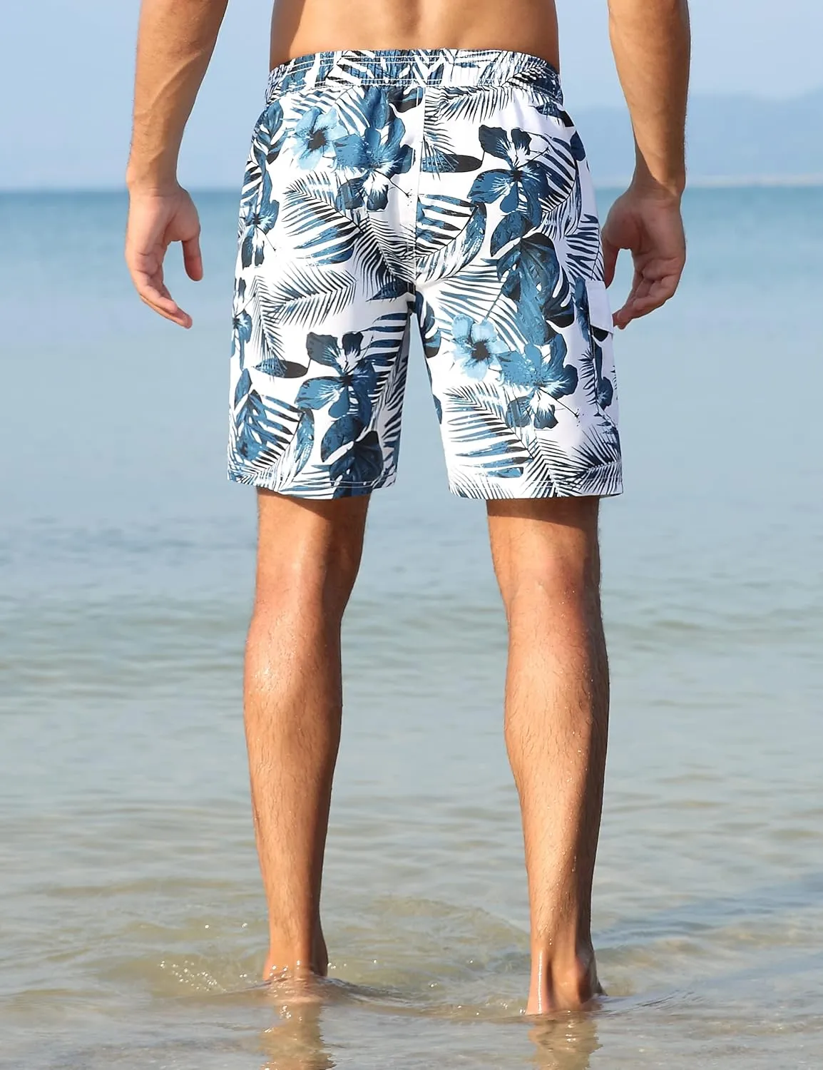Nonwe Men's Swim Trunks with Compression Liner Quick Dry Water Sport Surf Beach Shorts with Pocket