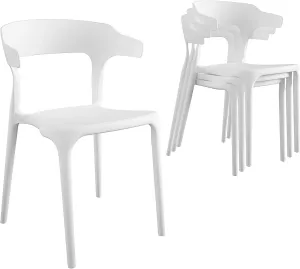 Novogratz Poolside Collection, Felix Stacking Dining Chairs, Indoor/Outdoor, 4-Pack, White