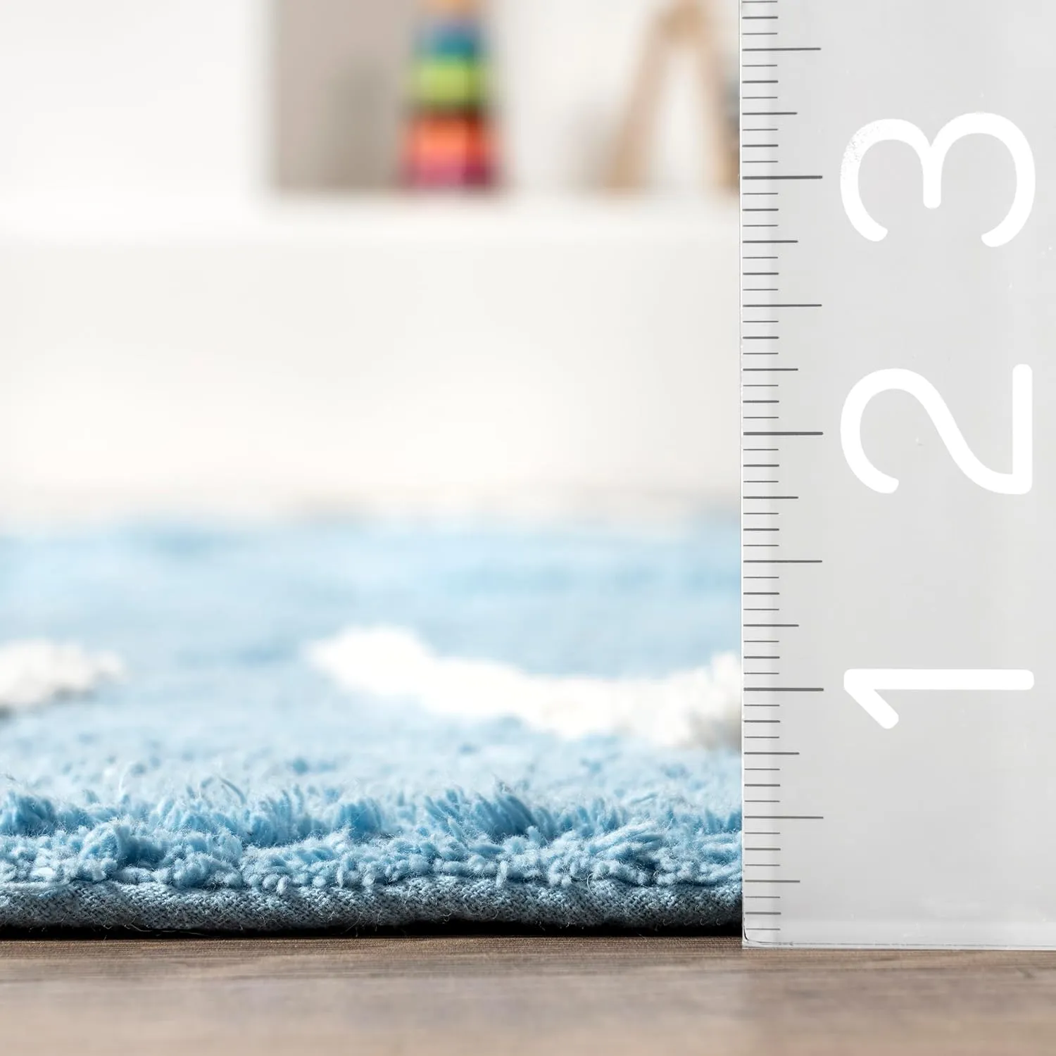nuLOOM Kids Washable Round Alphabet Rug, 4' Round, Light Blue